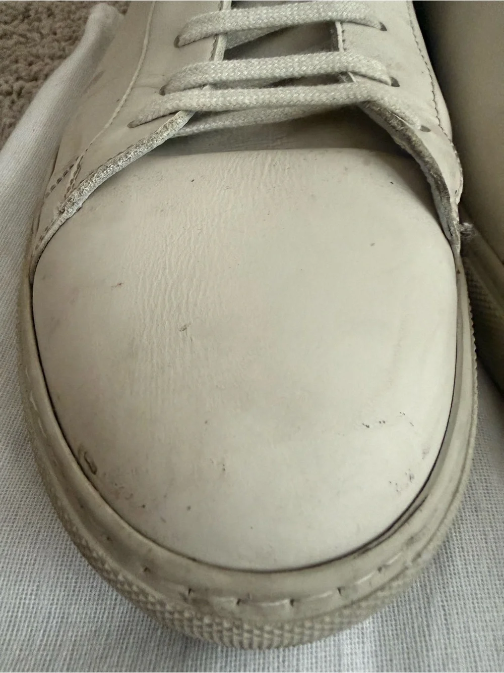 Oliver Cabell Men’s White Leather Low-Top Sneakers - Minimal Lace-Up